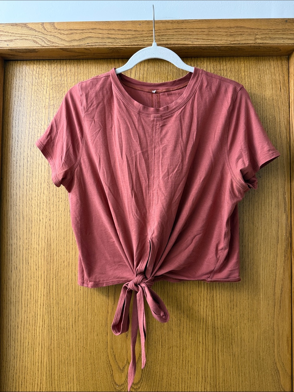 lululemon athletica Short Sleeve Tie-Front Top in Dusty Rose